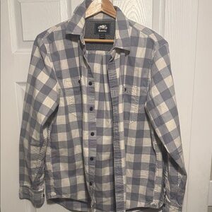 Roots Men's Blue and Cream Plaid Shirt Jacket